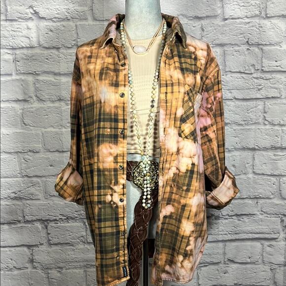 handmade Tops - Reworked/upcycled flannel shirt